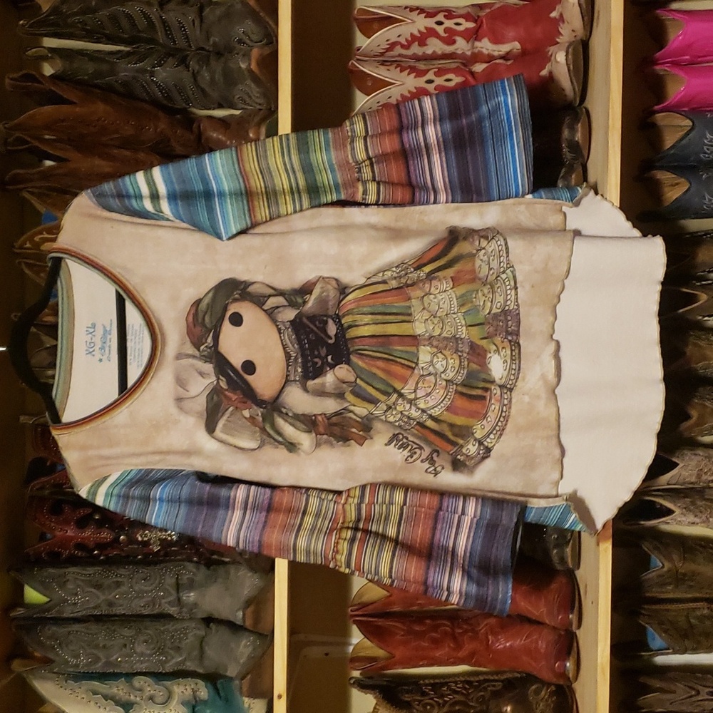 Fun Ay Guey Mexican doll with Serape pattern